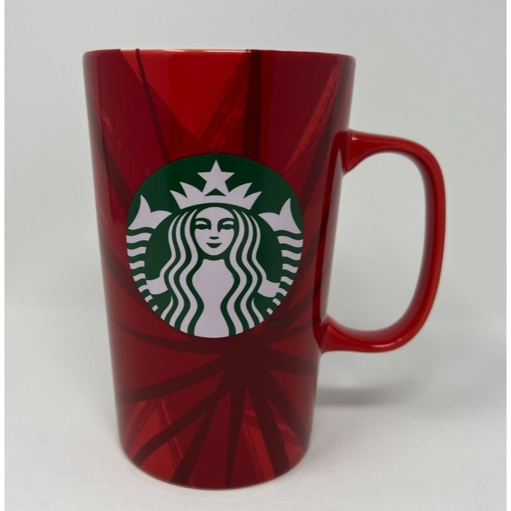 Starbucks 2014 Holiday Red Ceramic Coffee Mug 16 oz Tall Christmas Cup